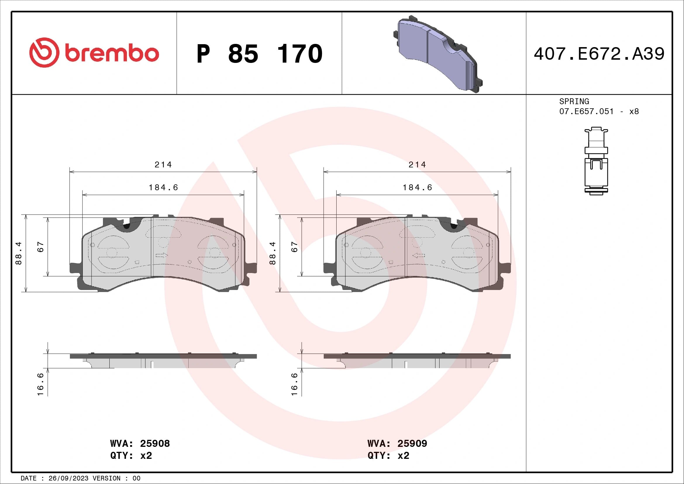 BREMBO P 85 170 Fren Balatası 4M0698151K uygun fiyat hızlı kargo
