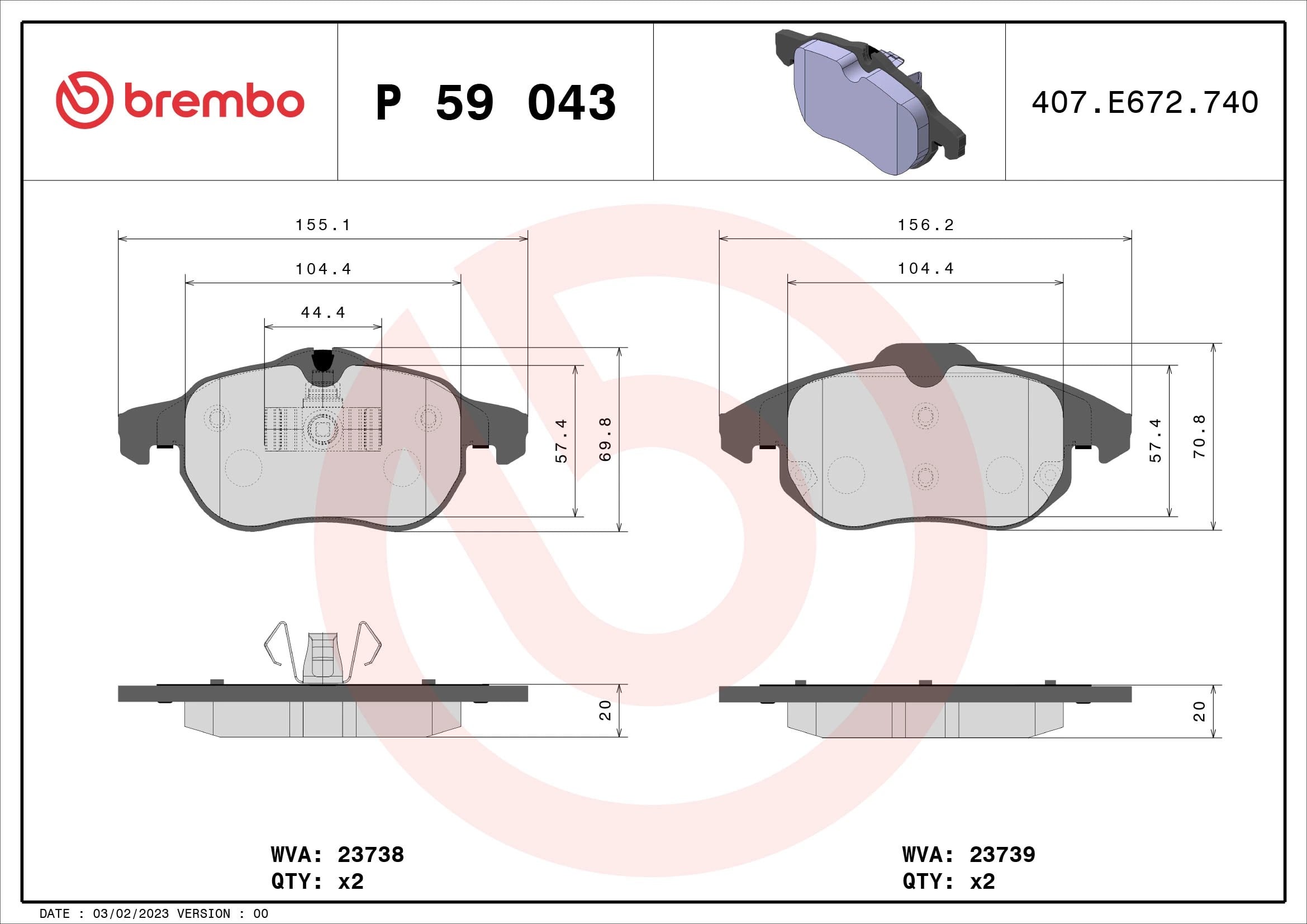BREMBO P 59 043 Fren Balatası 12765397 uygun fiyat hızlı kargo