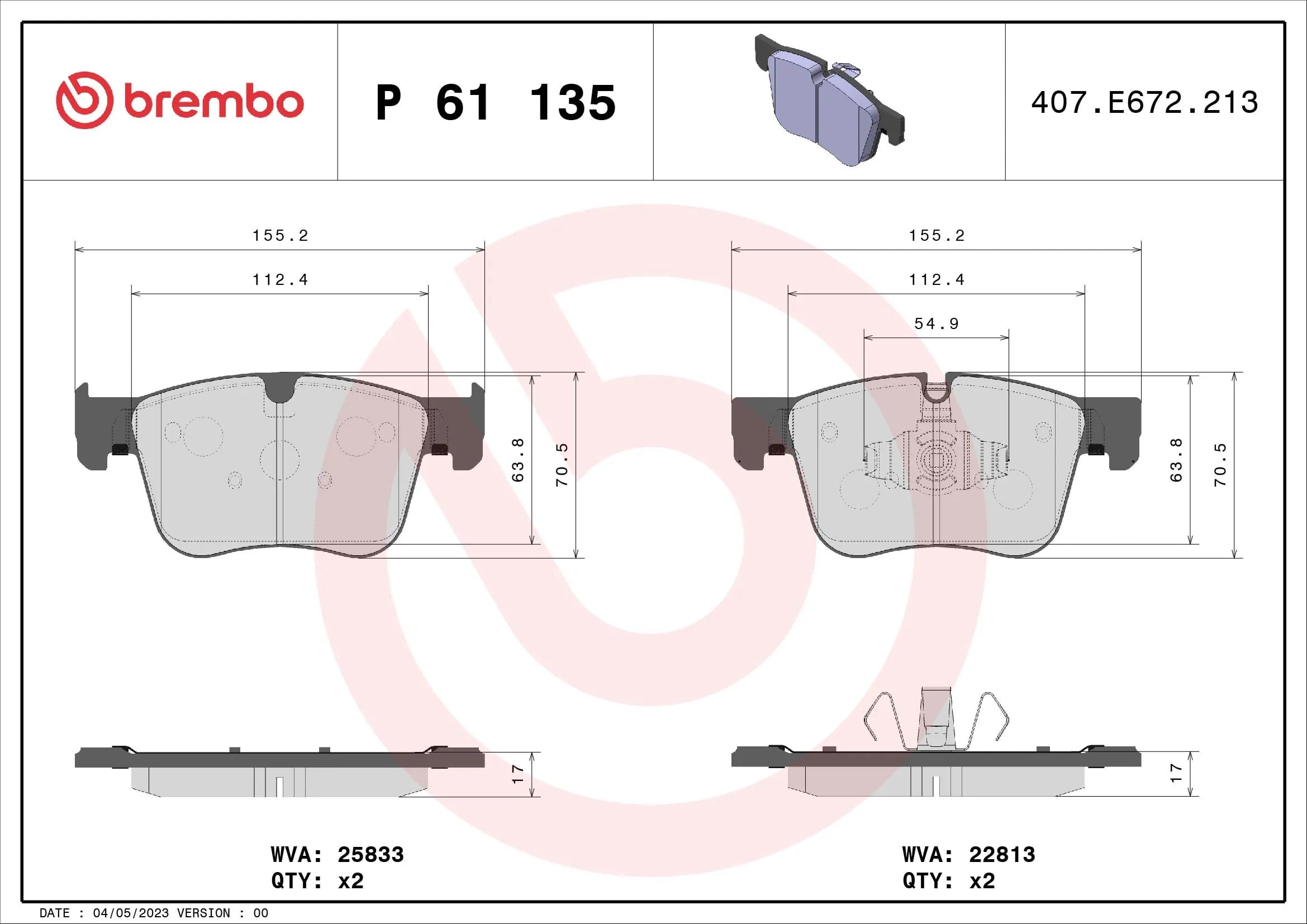 BREMBO P 61 135 Fren Balatası 1623162380 uygun fiyat hızlı kargo