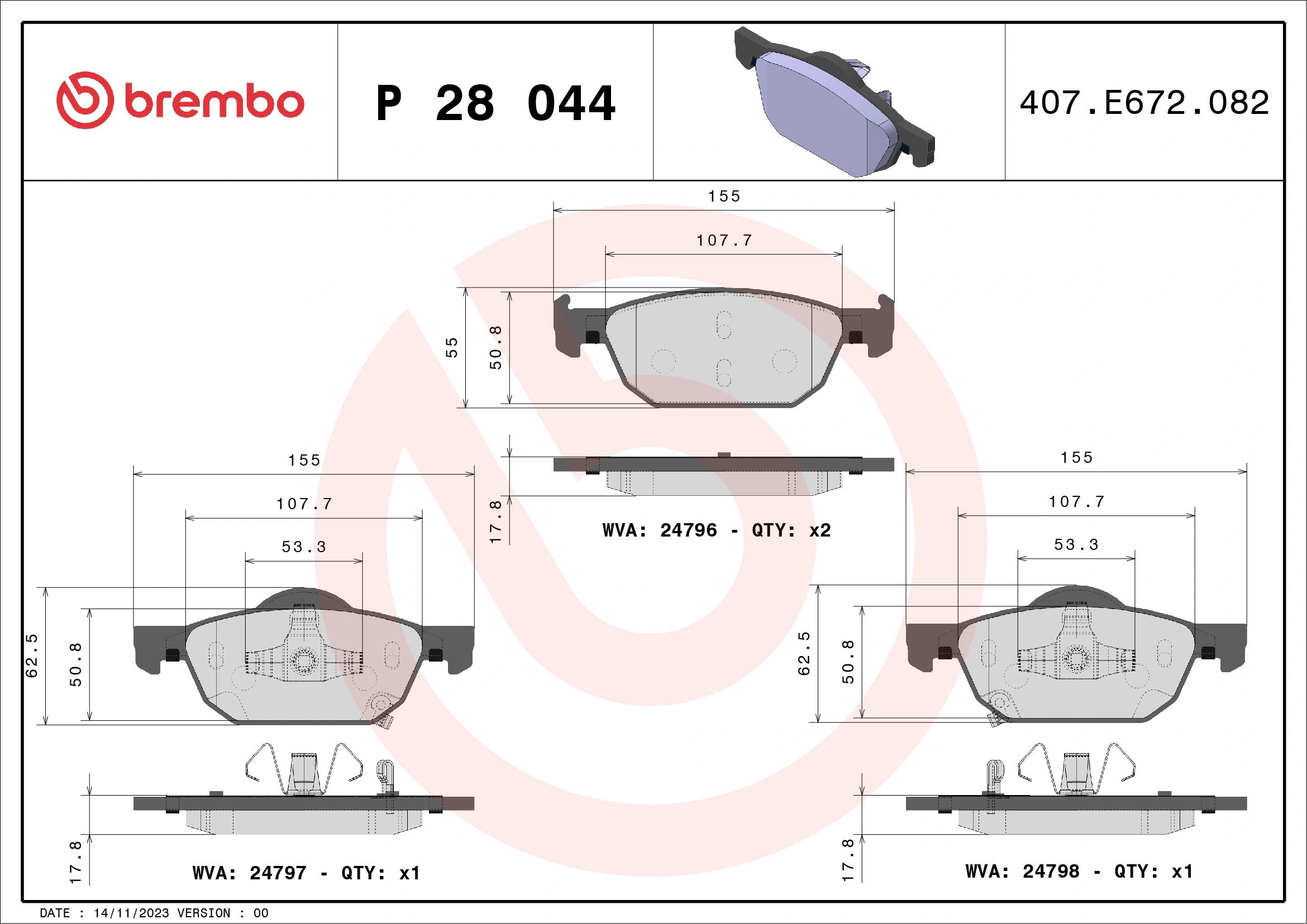 BREMBO P28044 Fren Balatası 45022TL1G00 uygun fiyat hızlı kargo