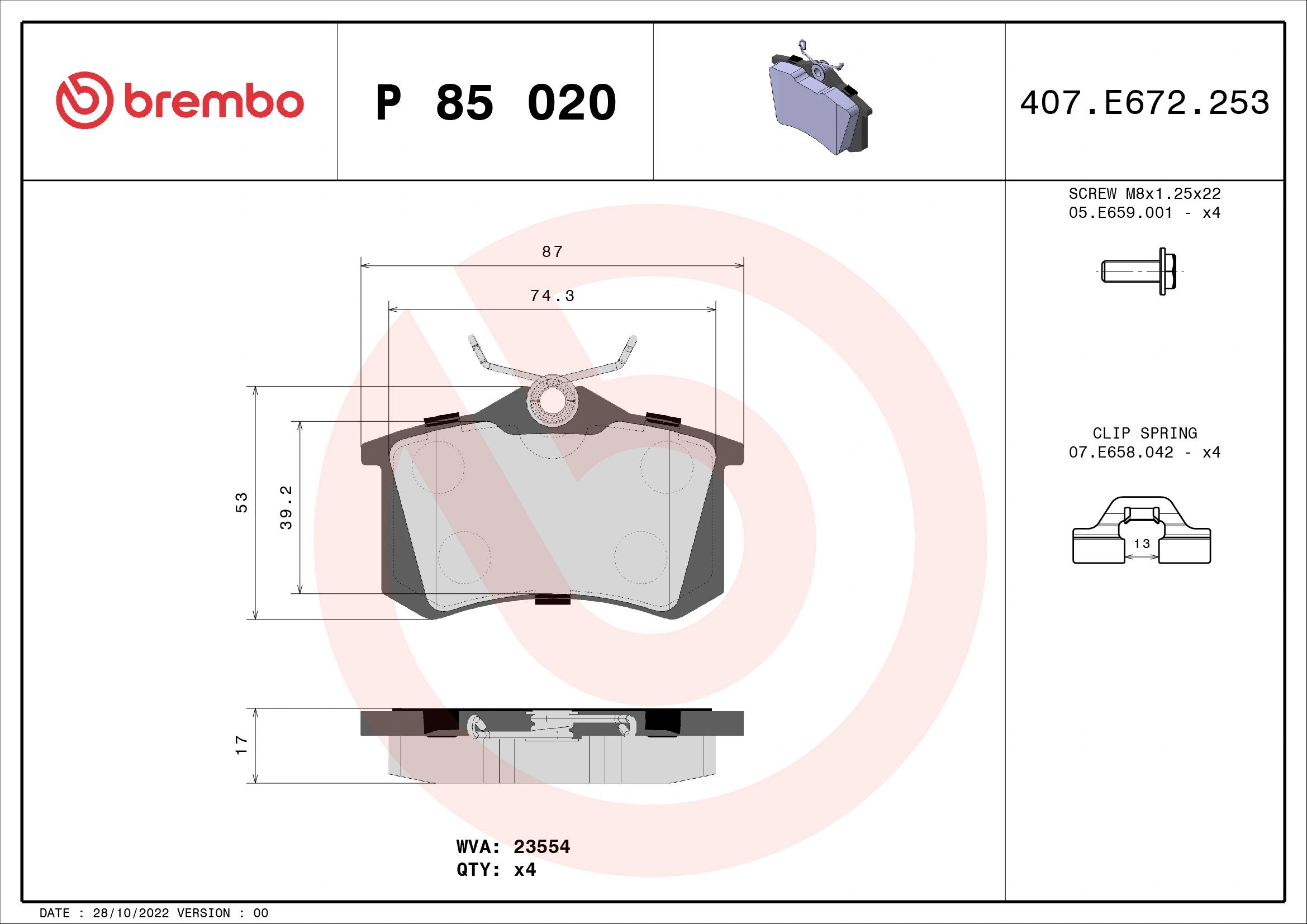 BREMBO P85020X Fren Balatası 1001096 uygun fiyat hızlı kargo