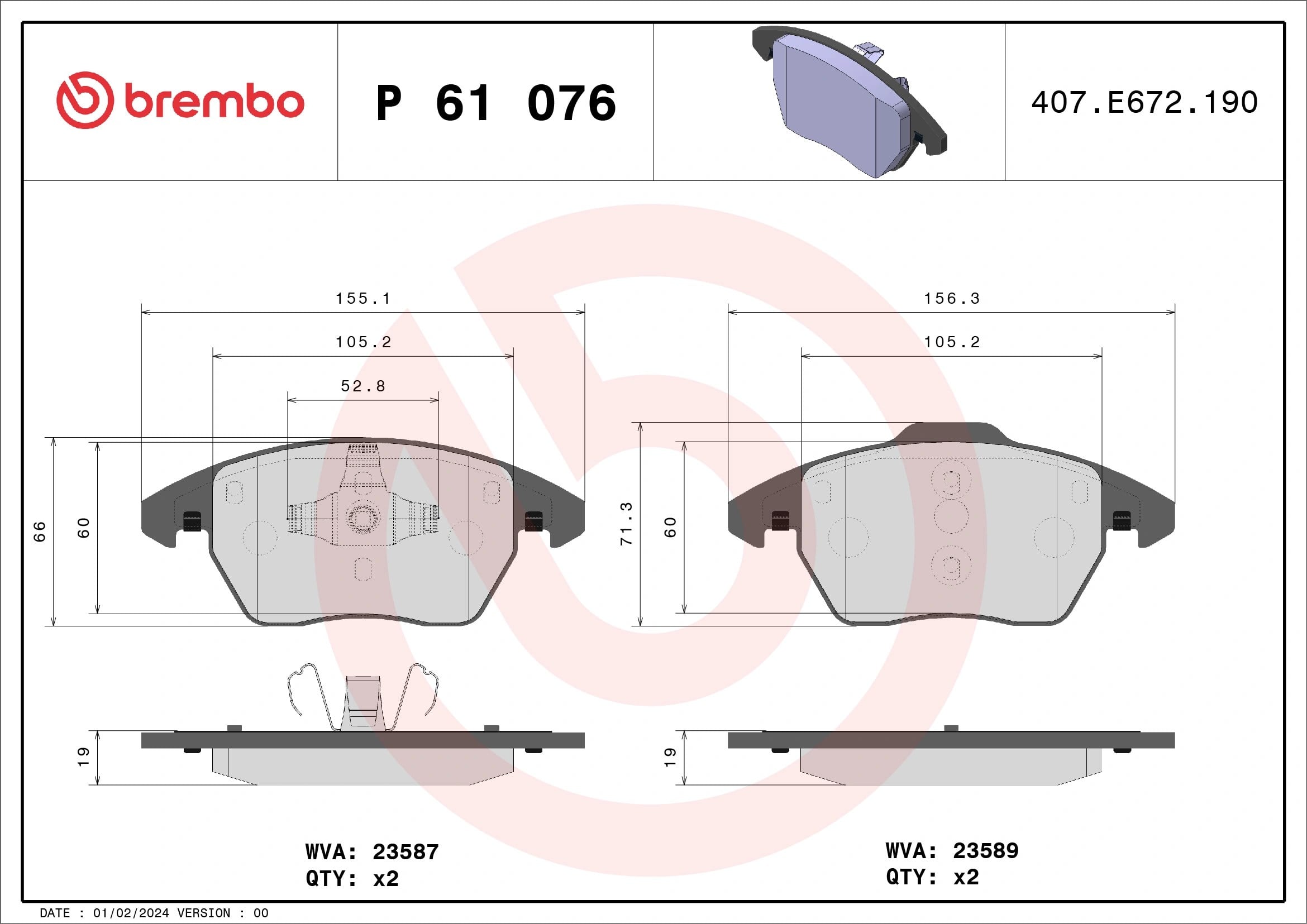 BREMBO P61076X Fren Balatası 1611457880 uygun fiyat hızlı kargo