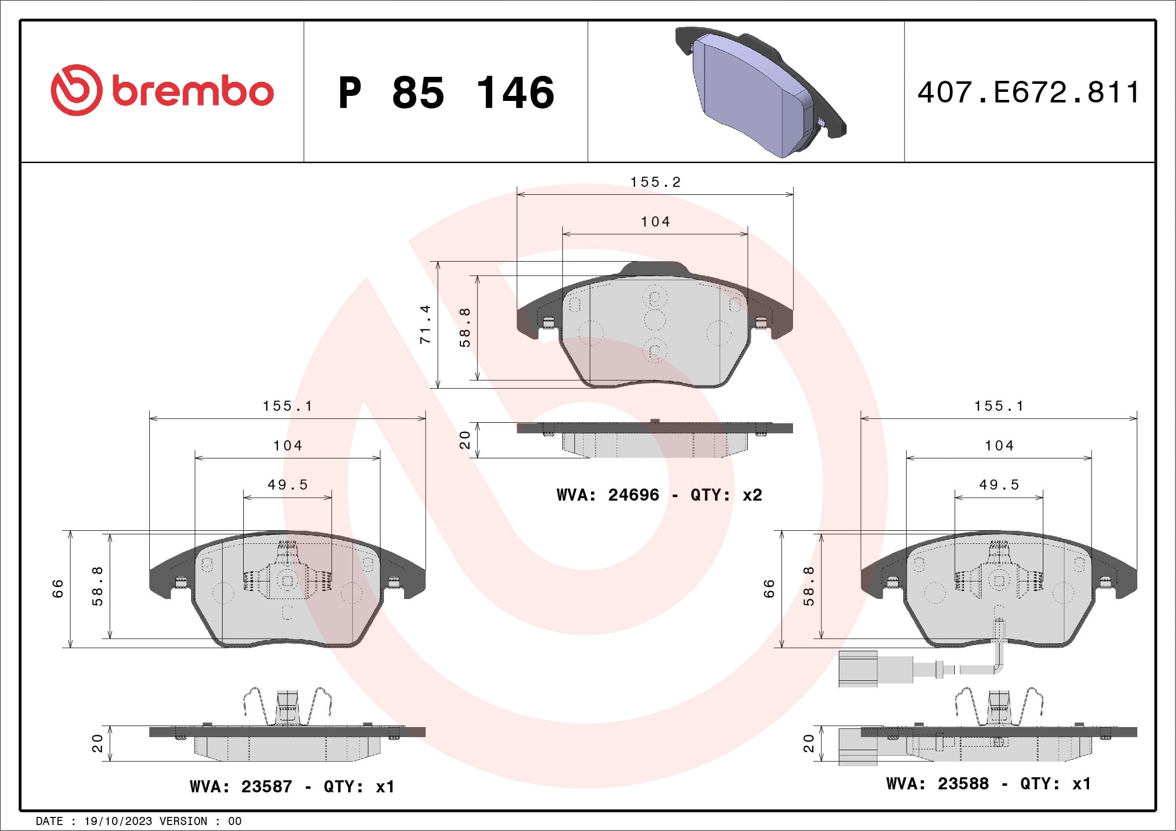 BREMBO P85146X Fren Balatası 1KD698151G uygun fiyat hızlı kargo