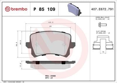 BREMBO P 85 109 Fren Balatası 3AA698451A uygun fiyat hızlı kargo