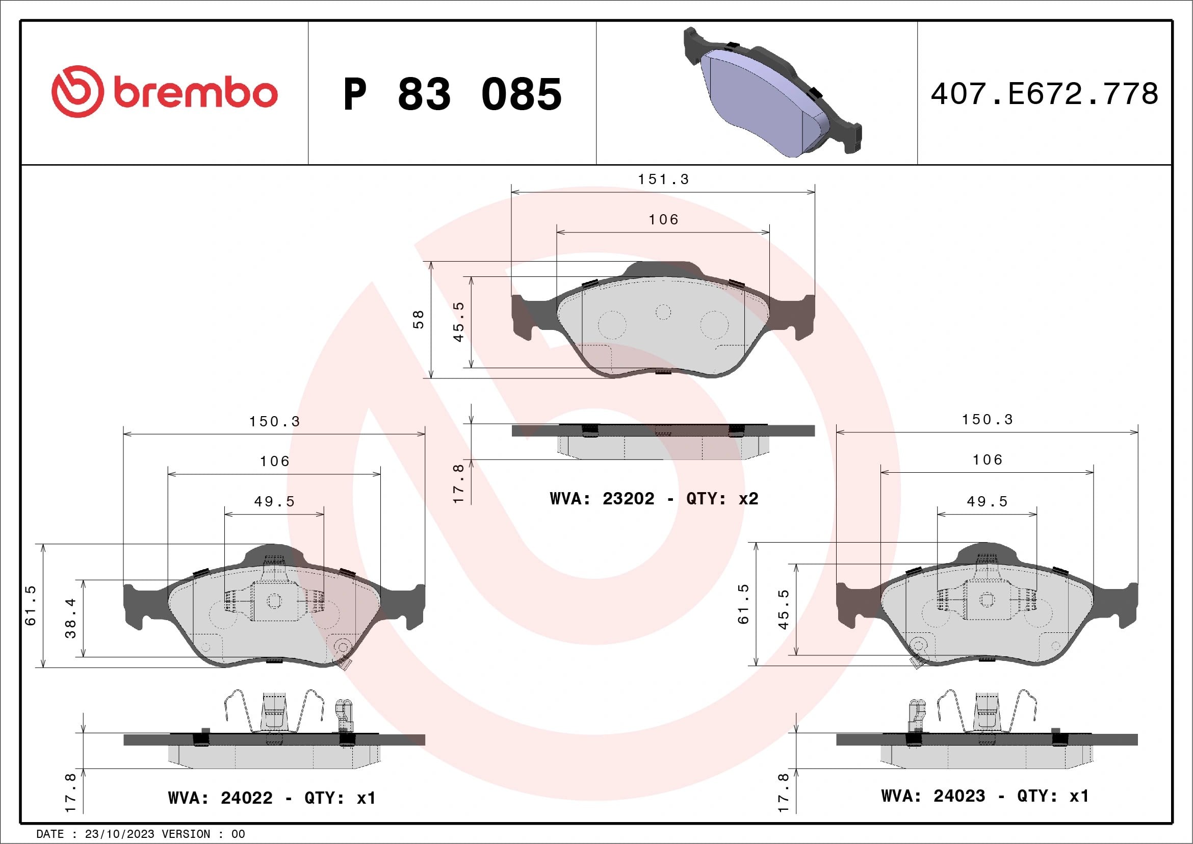 BREMBO P83085 Fren Balatası 044650D050 uygun fiyat hızlı kargo
