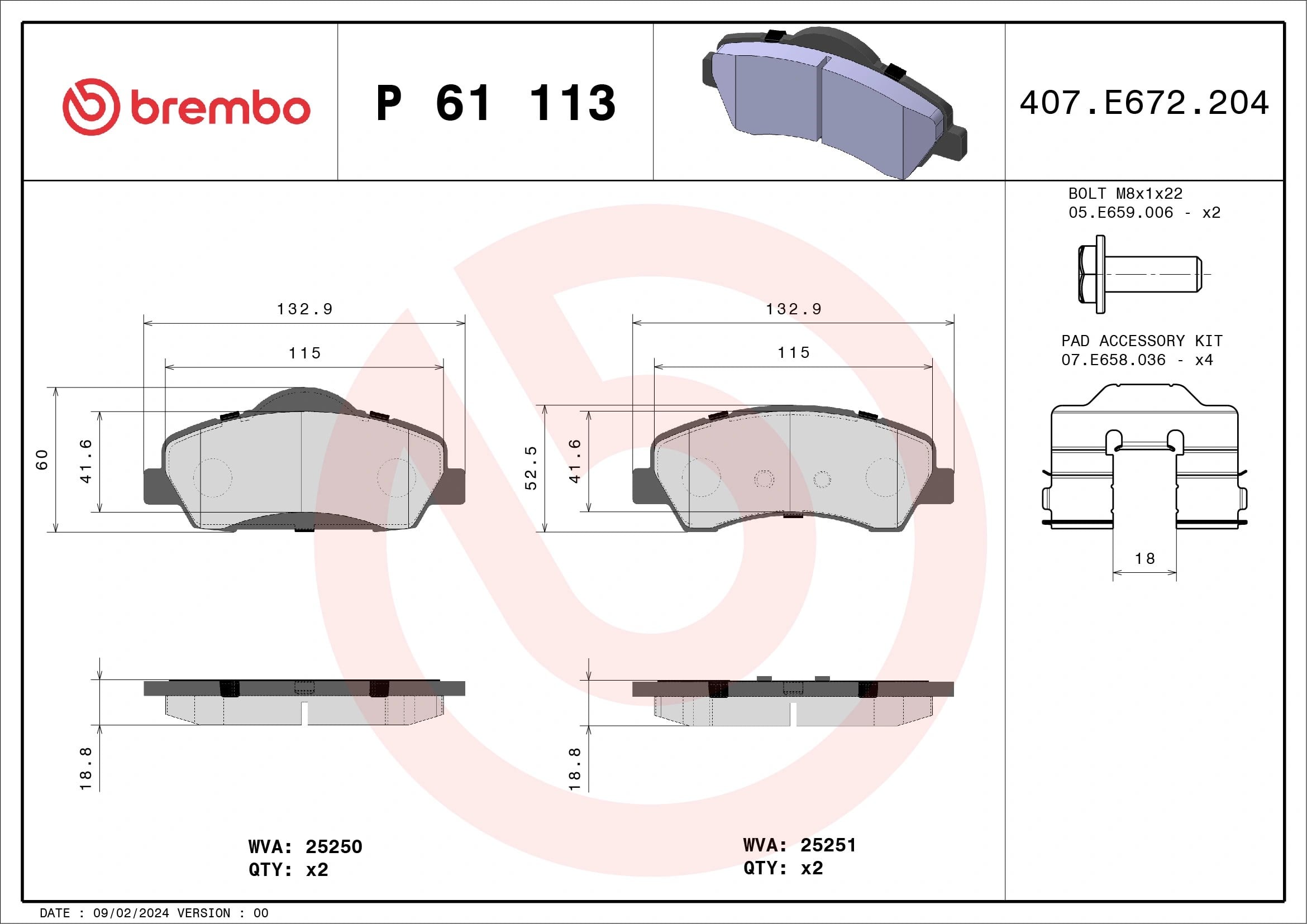 BREMBO P 61 113 Fren Balatası 1608691380 uygun fiyat hızlı kargo