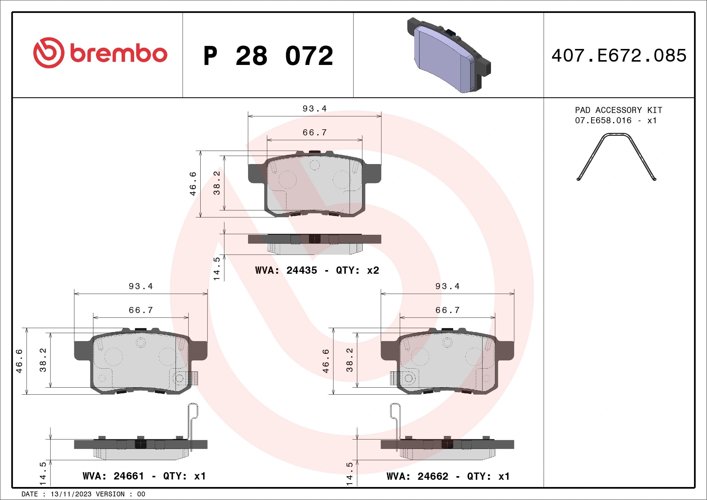 BREMBO P 28 072 Fren Balatası 43022TA0A00 uygun fiyat hızlı kargo