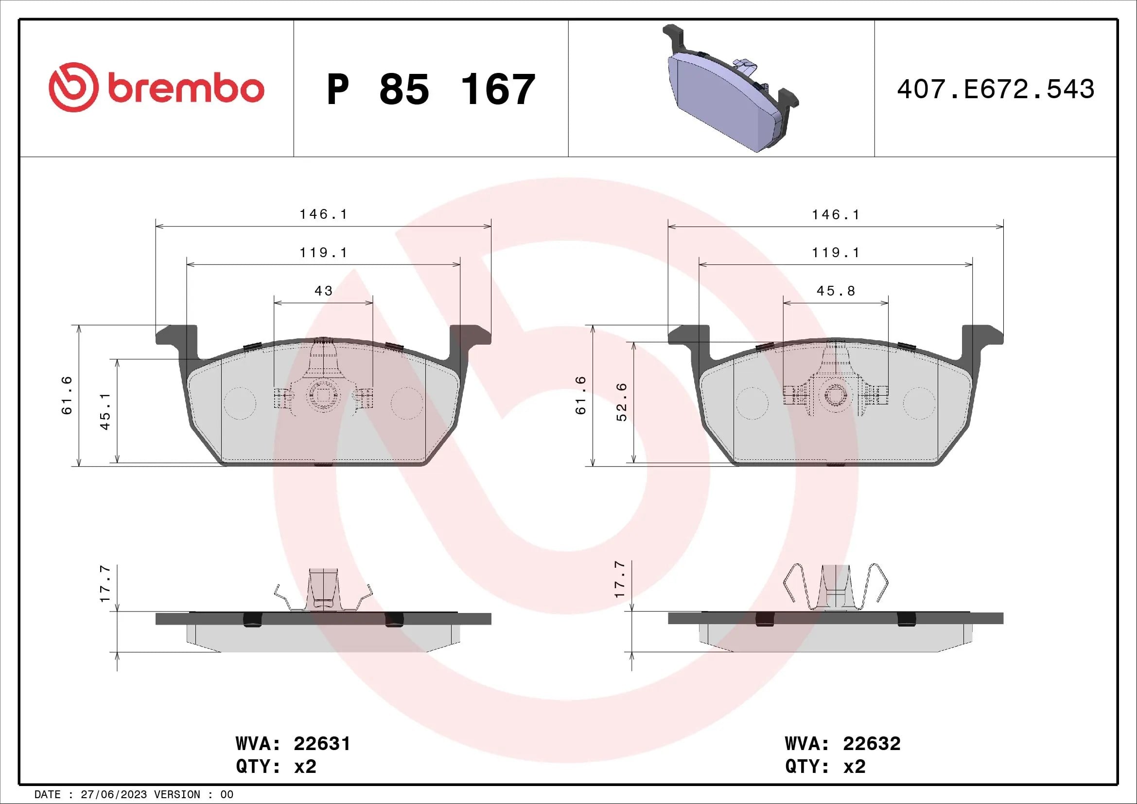 BREMBO P85167 Fren Balatası 2Q0698151AA uygun fiyat hızlı kargo