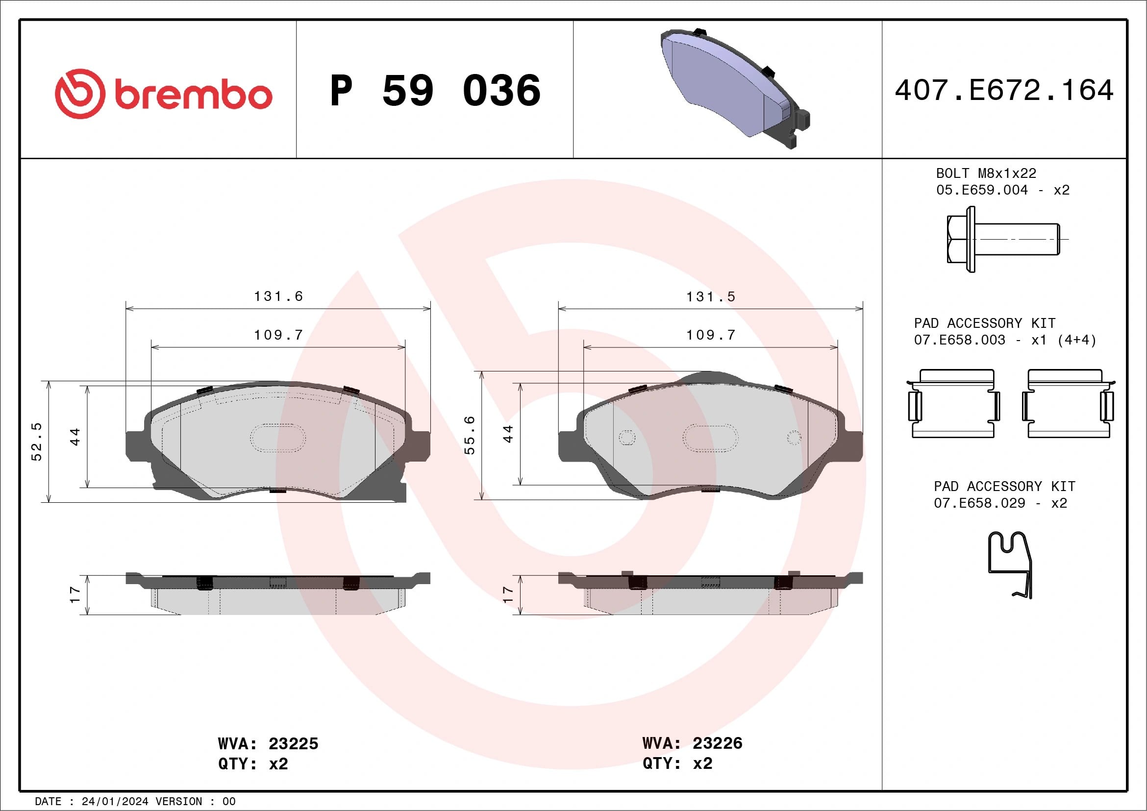 BREMBO P 59 036 Fren Balatası 09200108 uygun fiyat hızlı kargo