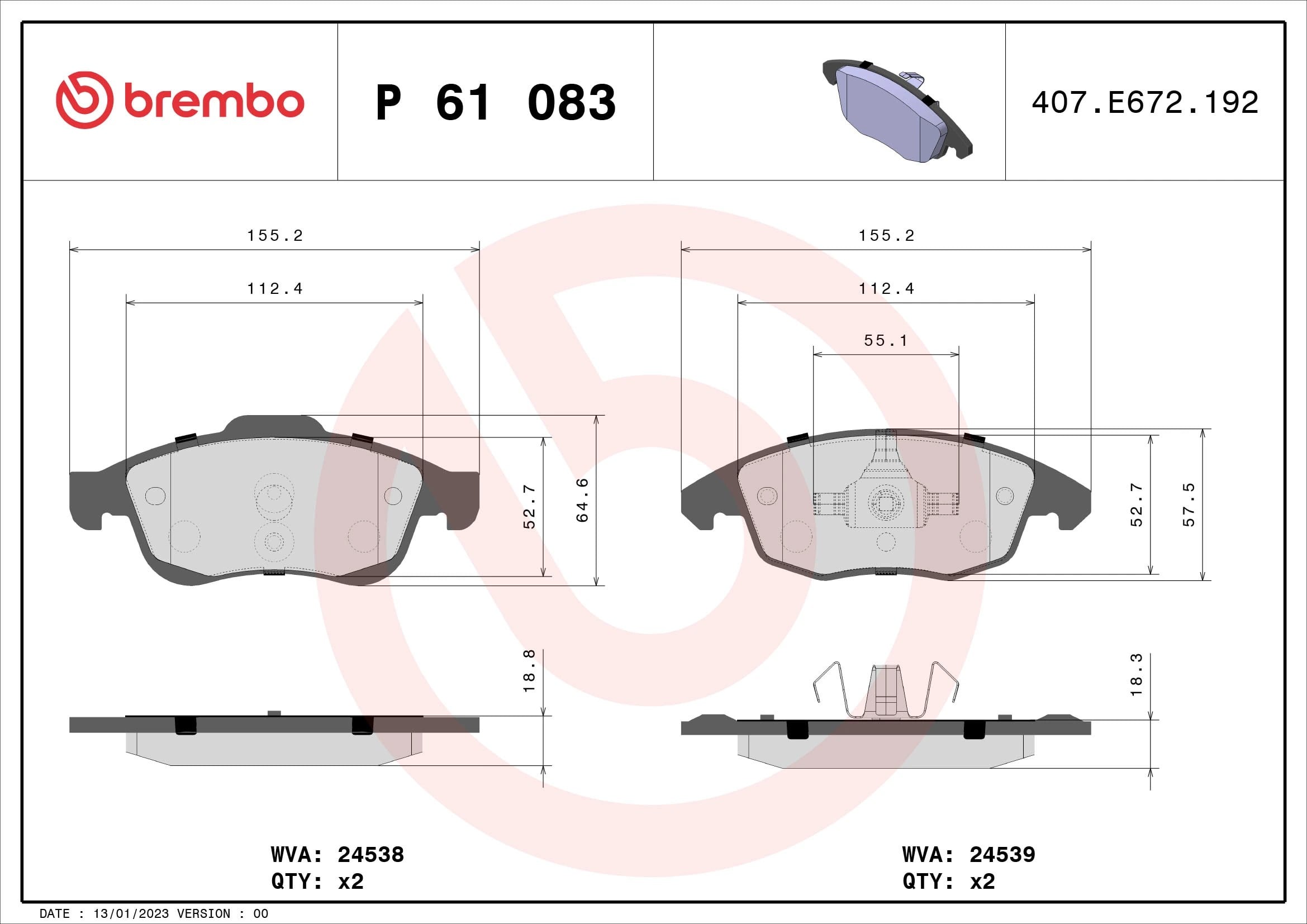 BREMBO P61083 Fren Balatası 1611838580 uygun fiyat hızlı kargo