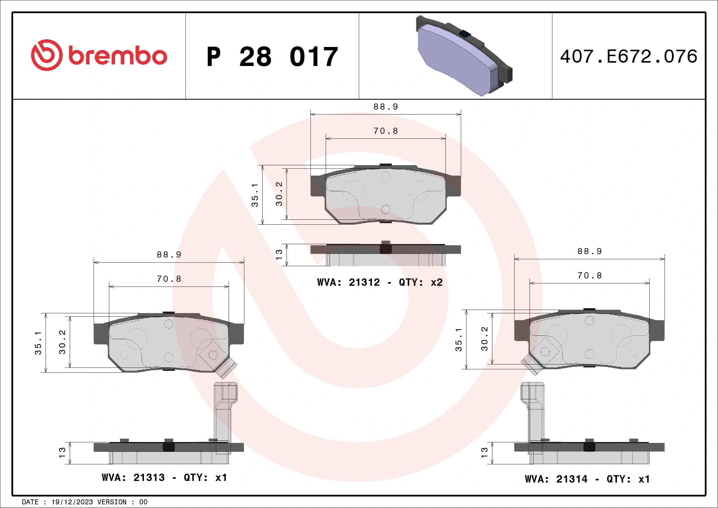 BREMBO P28017 Fren Balatası 06022SP8000 uygun fiyat hızlı kargo