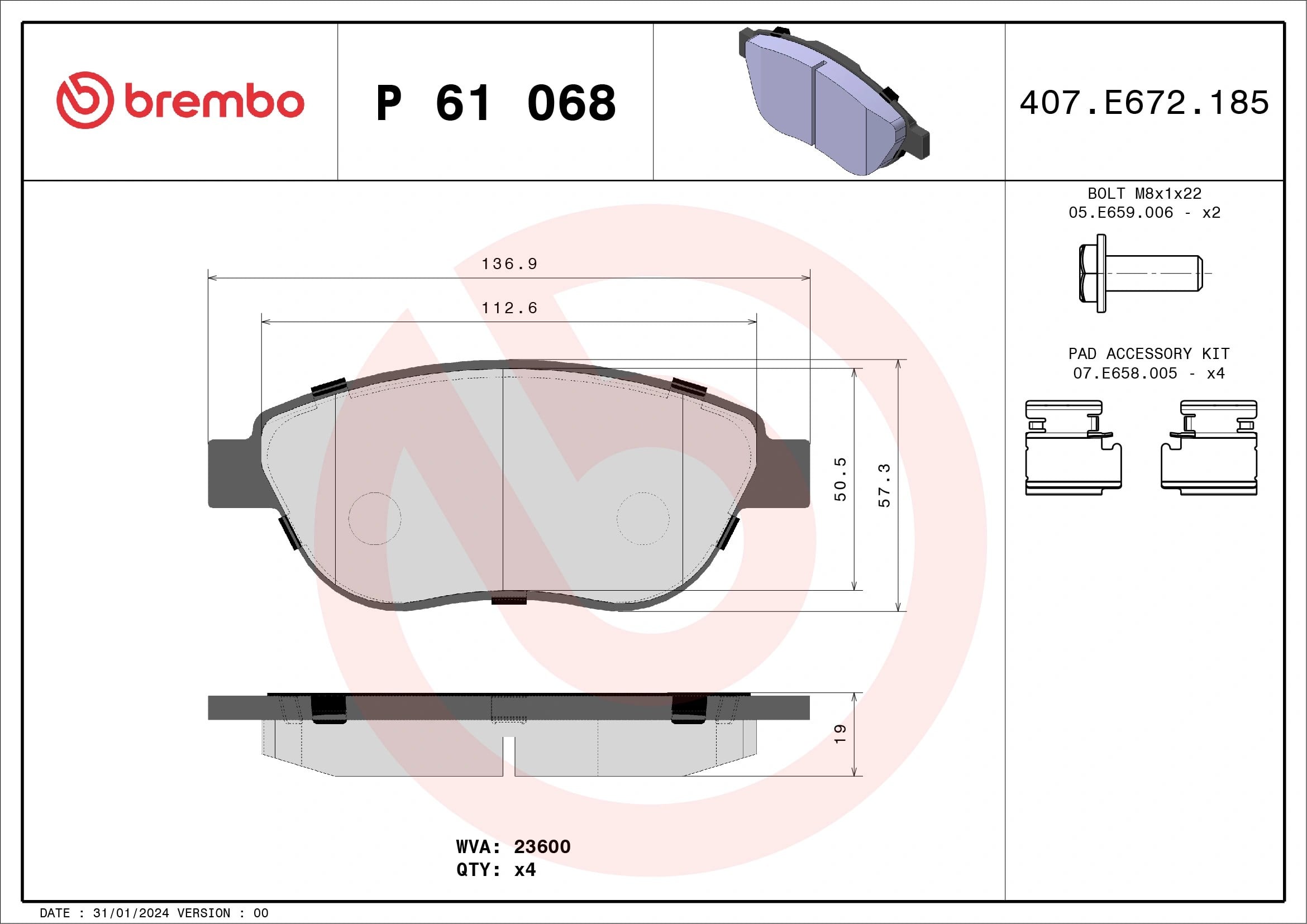 BREMBO P 61 068 Fren Balatası 1014029390 uygun fiyat hızlı kargo