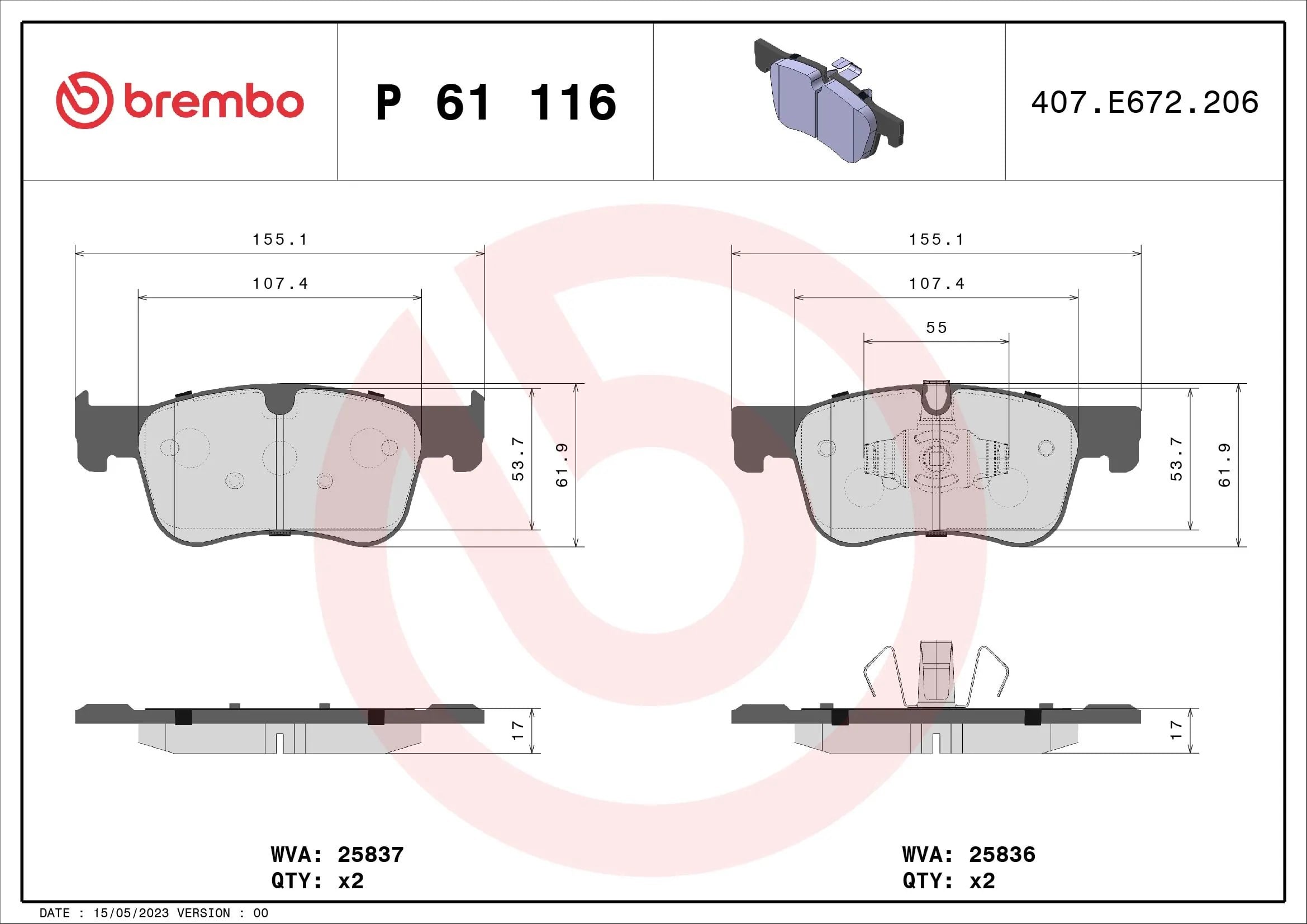 BREMBO P 61 116 Fren Balatası 1609898380 uygun fiyat hızlı kargo