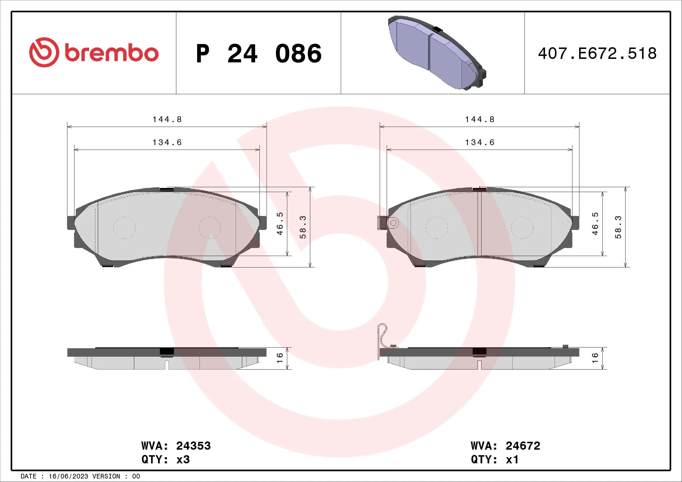 BREMBO P24086 Fren Balatası 1356600 uygun fiyat hızlı kargo