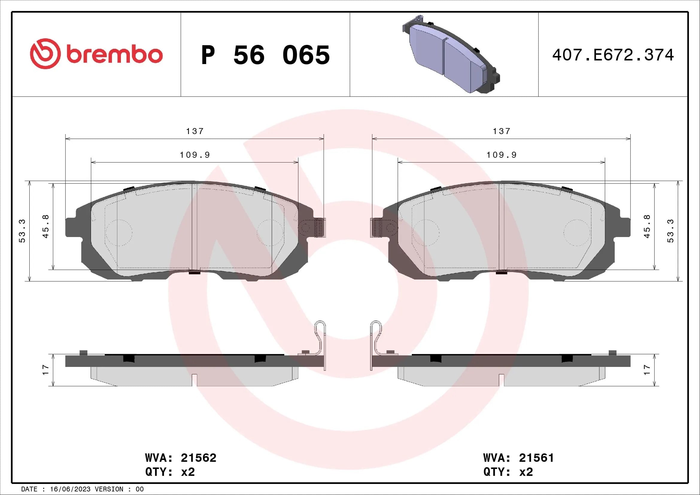 BREMBO P56065 Fren Balatası 410602Y091 uygun fiyat hızlı kargo