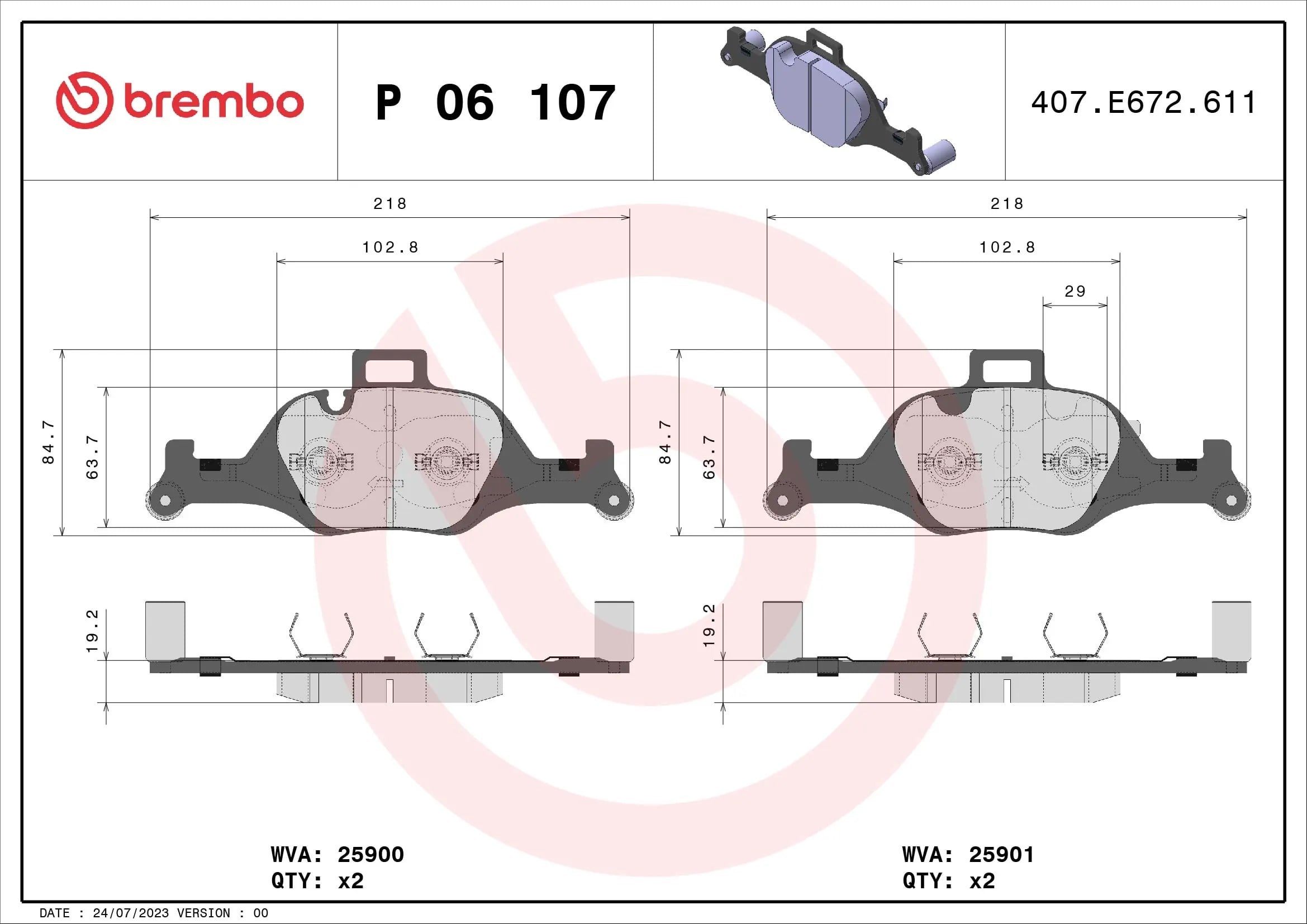 BREMBO P06107 Fren Balatası 34106883469 uygun fiyat hızlı kargo