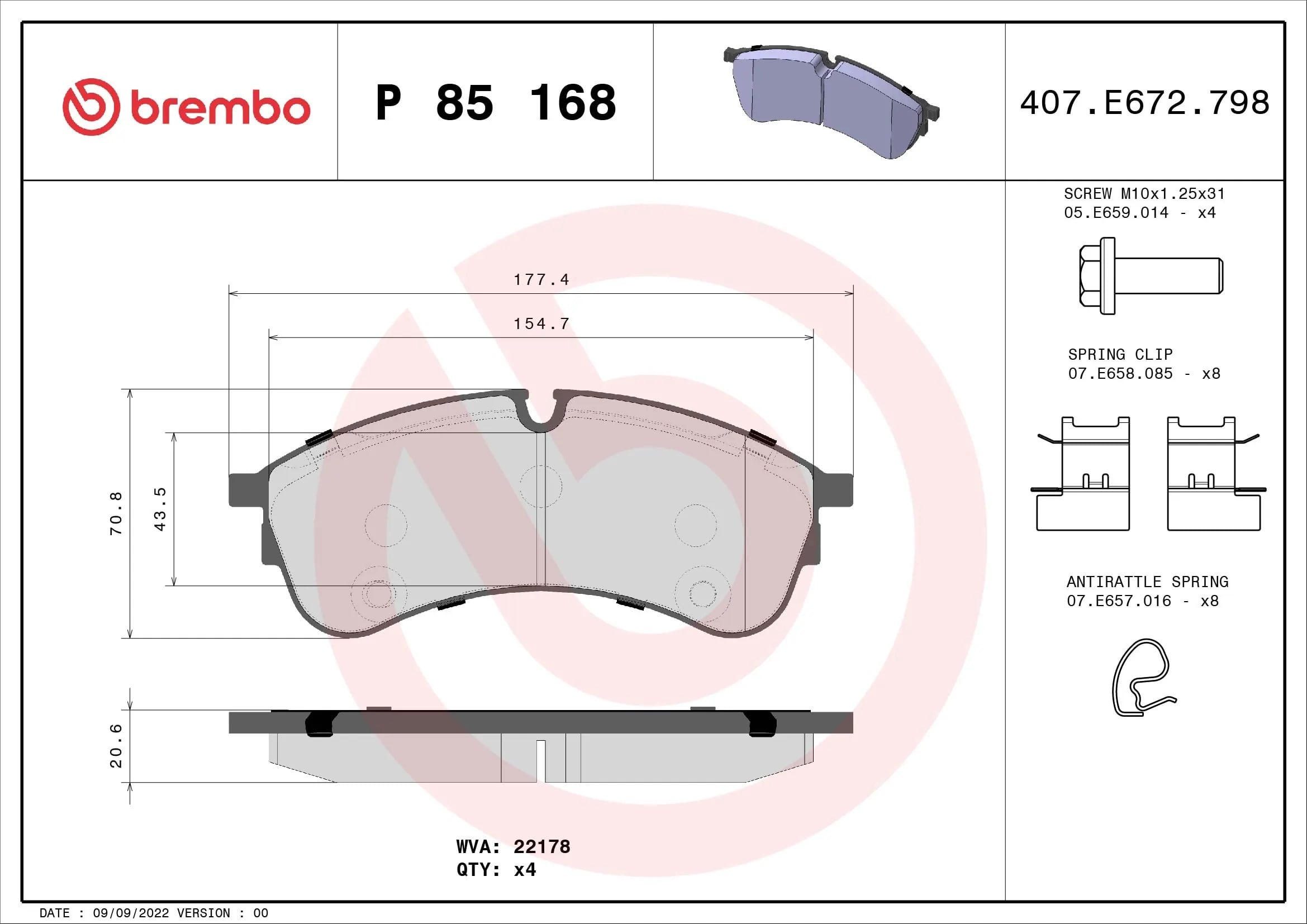 BREMBO P85168 Fren Balatası 2N0698151A uygun fiyat hızlı kargo