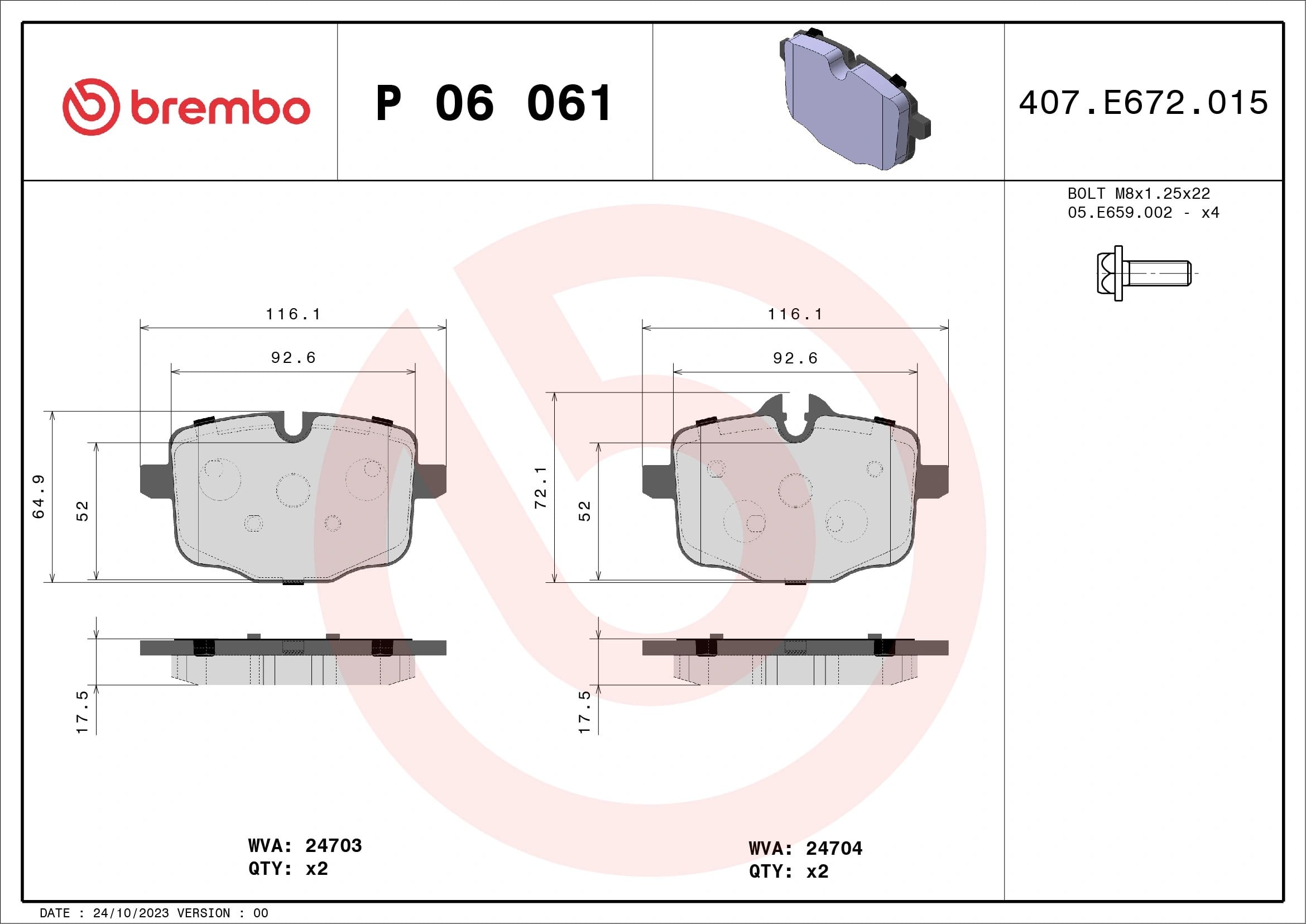 BREMBO P06061 Fren Balatası 2284390 uygun fiyat hızlı kargo
