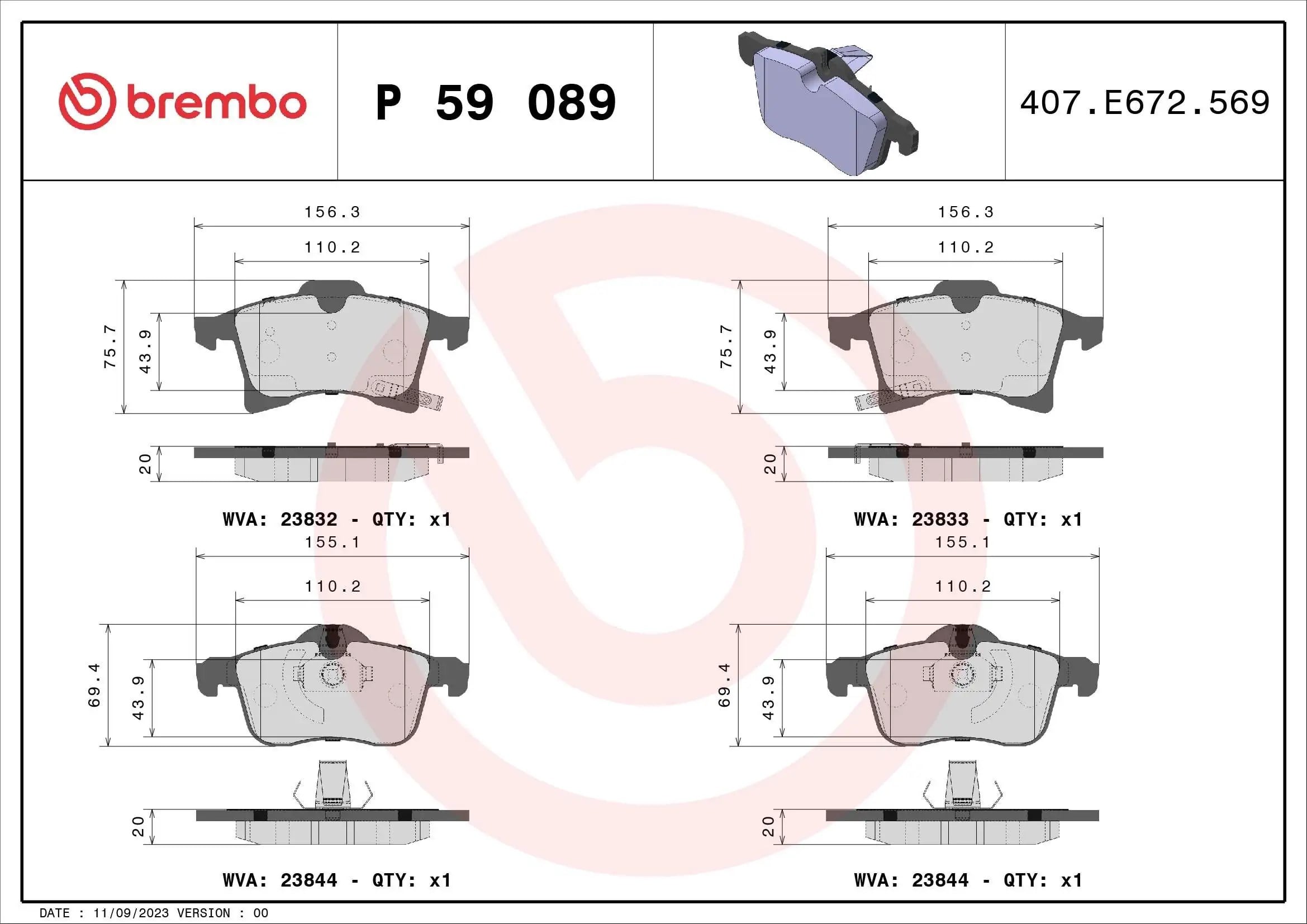 BREMBO P 59 089 Fren Balatası 1605099 uygun fiyat hızlı kargo
