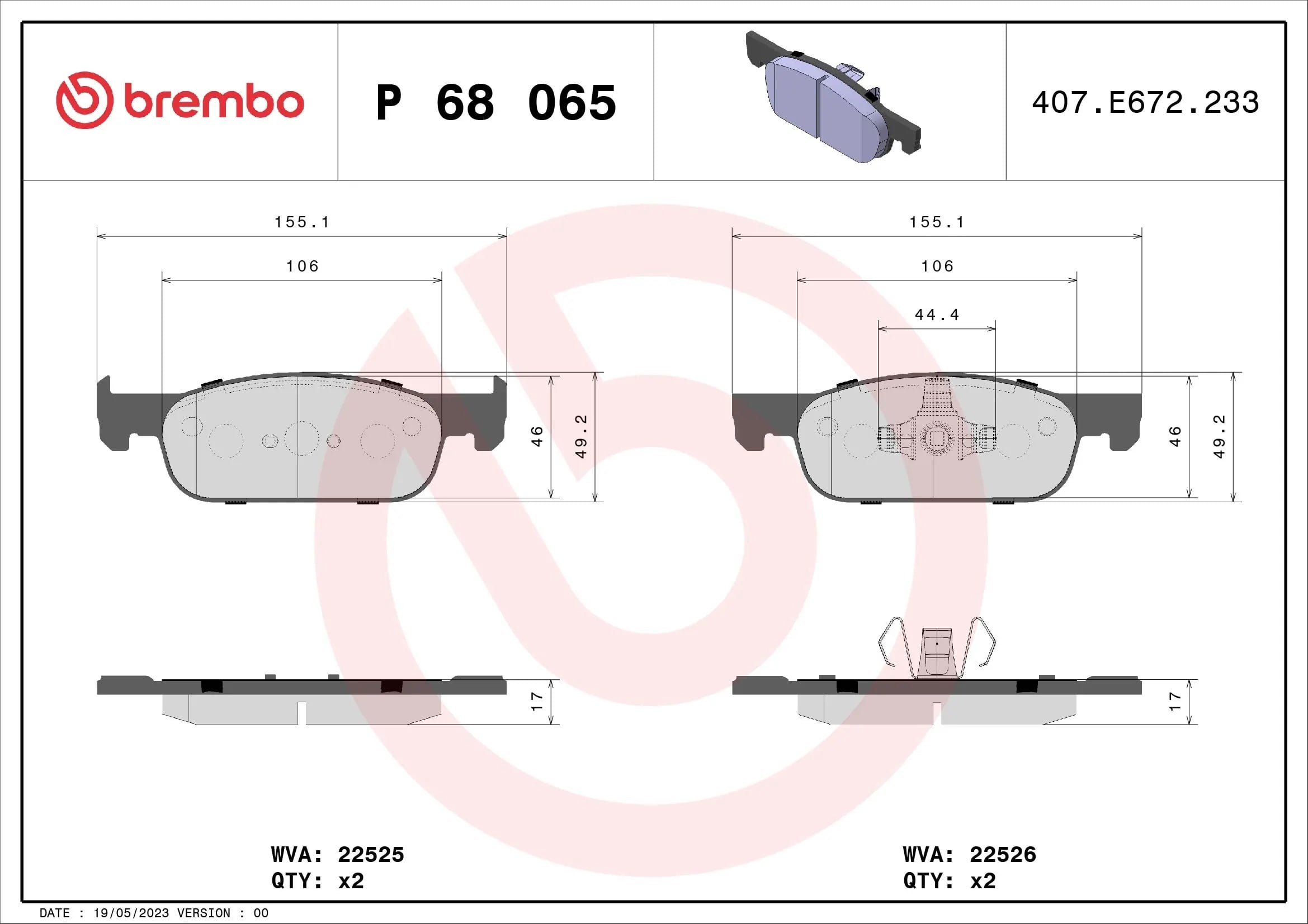 BREMBO P68065 Fren Balatası 410604682R uygun fiyat hızlı kargo