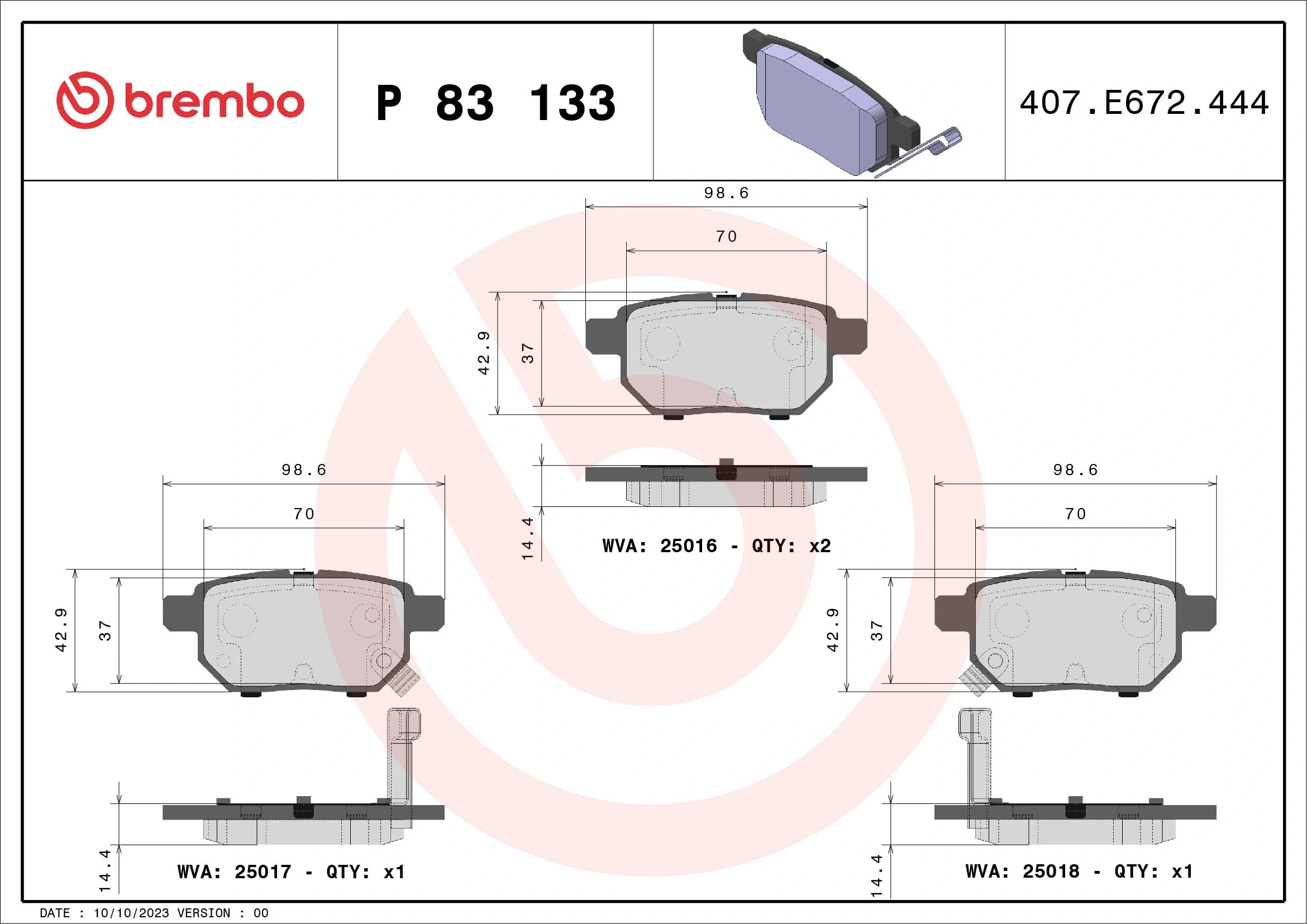 BREMBO P83133 Fren Balatası 0446602210 uygun fiyat hızlı kargo