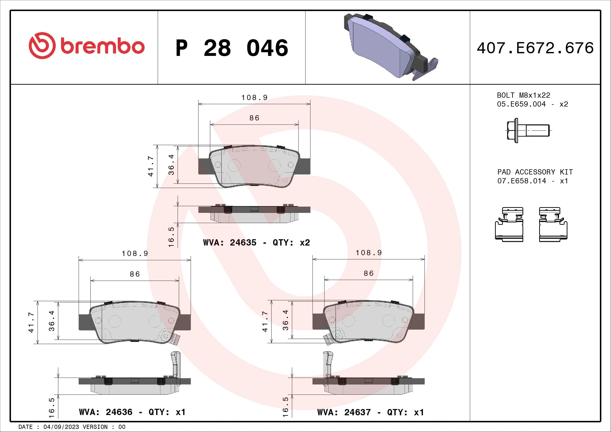 BREMBO P 28 046 Fren Balatası 43022SWWG00 uygun fiyat hızlı kargo