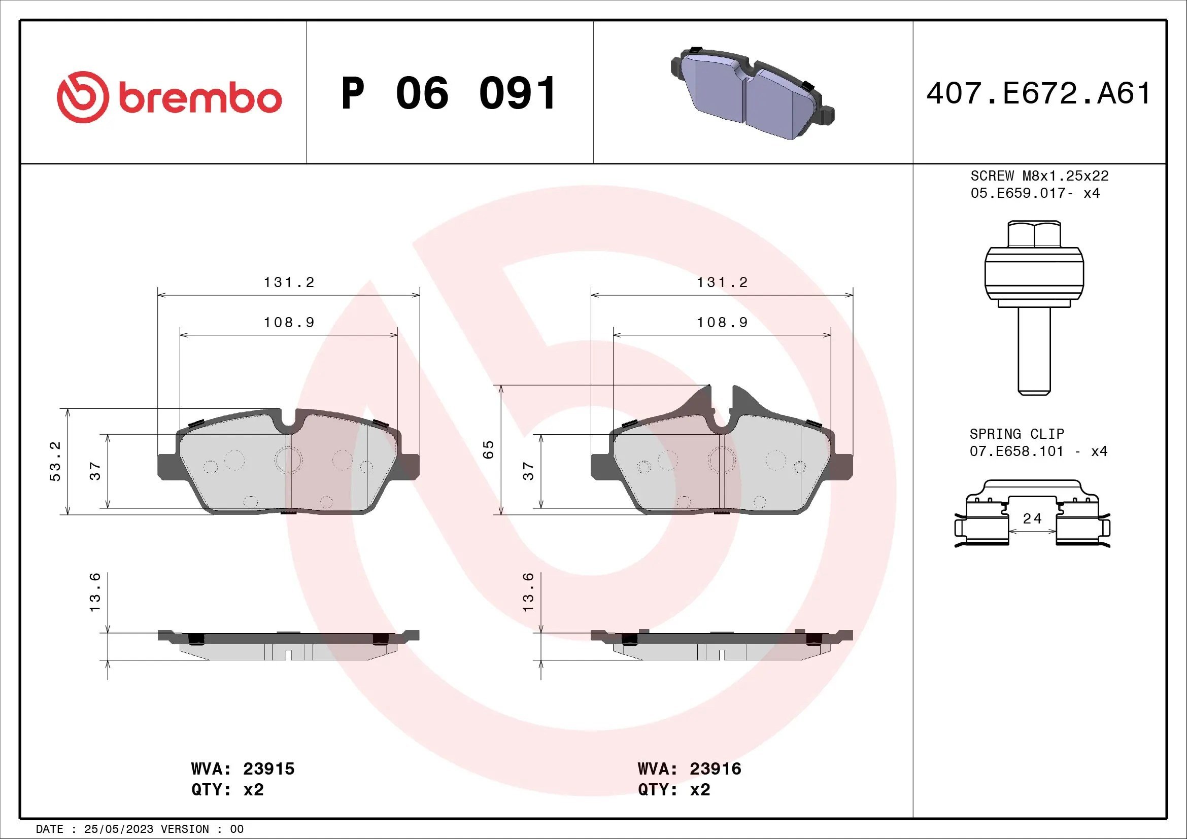 BREMBO P 06 091 Fren Balatası 34106884267 uygun fiyat hızlı kargo