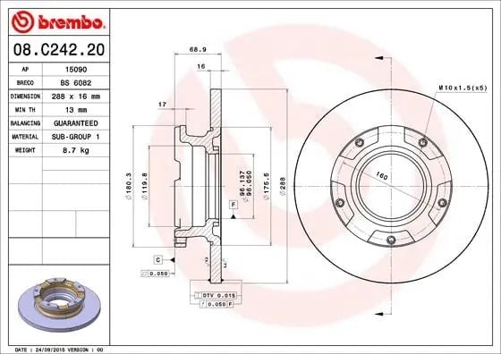 BREMBO 08C24220 Fren Diski 1764283 uygun fiyat hızlı kargo
