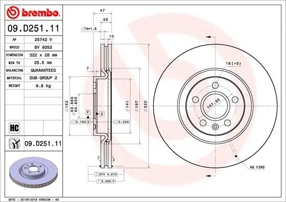 BREMBO 09D25111 Fren Diski 31423724 uygun fiyat hızlı kargo