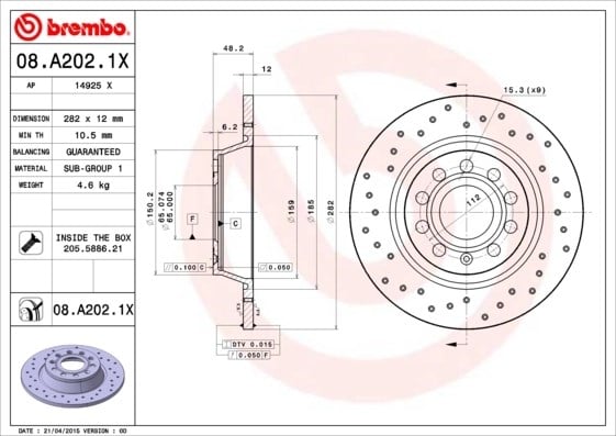 BREMBO 08 A202 1X Fren Diski 1K0615601AD uygun fiyat hızlı kargo