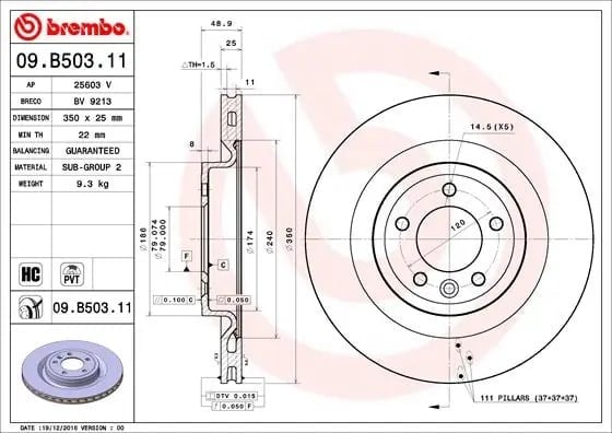 BREMBO 09 B503 11 Fren Diski LR033302 uygun fiyat hızlı kargo