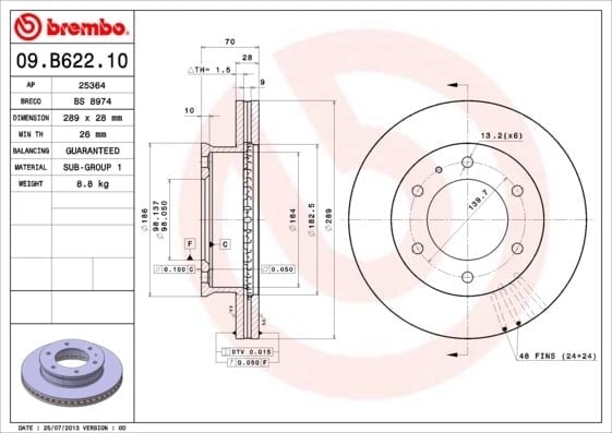 BREMBO 09B62210 Fren Diski 1490412 uygun fiyat hızlı kargo