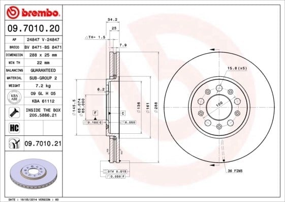 BREMBO 09 7010 21 Fren Diski 6R0615301A uygun fiyat hızlı kargo
