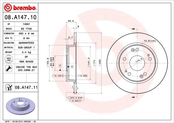 BREMBO 08A14710 Fren Diski 42510SMGE20 uygun fiyat hızlı kargo
