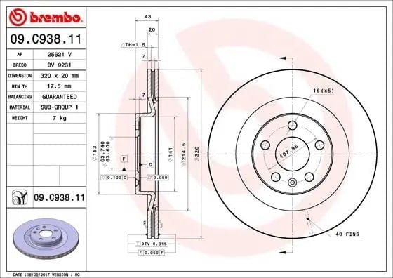 BREMBO 09C93811 Fren Diski 31400778 uygun fiyat hızlı kargo