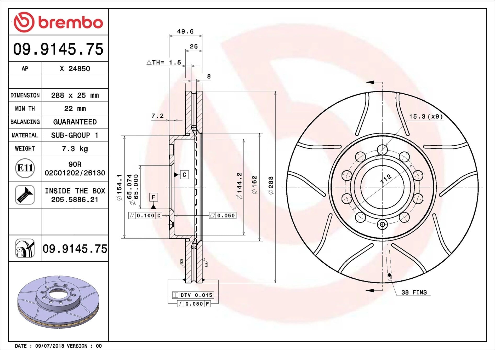 BREMBO 09 9145 75 Fren Diski 1K0615301T uygun fiyat hızlı kargo
