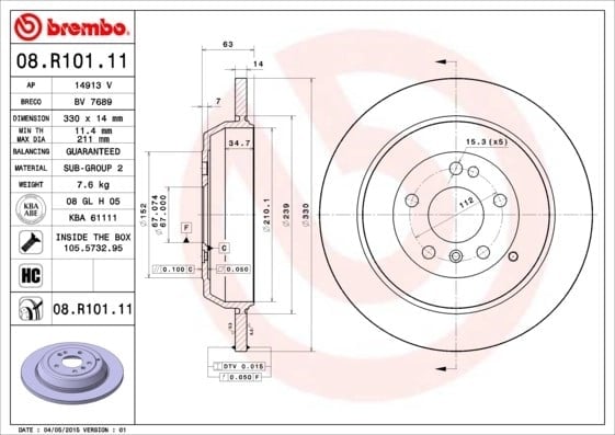 BREMBO 08 R101 11 Fren Diski 1644230512 uygun fiyat hızlı kargo