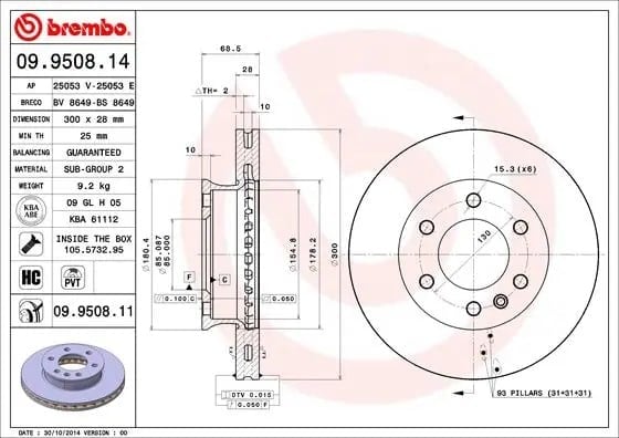 BREMBO 09 9508 11 Fren Diski 2E0615301 uygun fiyat hızlı kargo