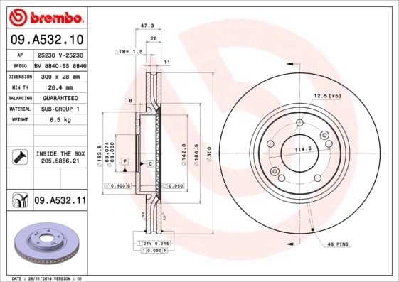 BREMBO 09A53211 Fren Diski 517122Y000 uygun fiyat hızlı kargo