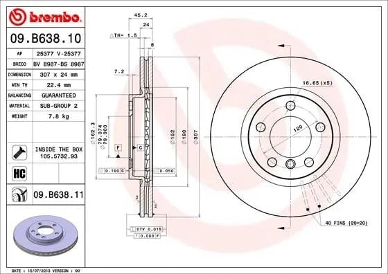 BREMBO 09 B638 11 Fren Diski 34119804829 uygun fiyat hızlı kargo