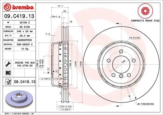 BREMBO 09 C419 13 Fren Diski 34116763824 uygun fiyat hızlı kargo