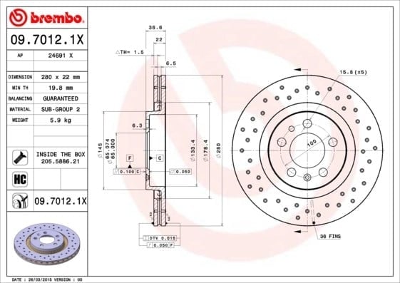 BREMBO 0970121X Fren Diski 1J0615301E uygun fiyat hızlı kargo