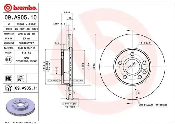 BREMBO 09A90510 Fren Diski 1686722 uygun fiyat hızlı kargo