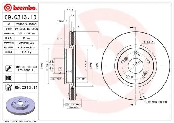 BREMBO 09C31311 Fren Diski 45251T2JH01 uygun fiyat hızlı kargo