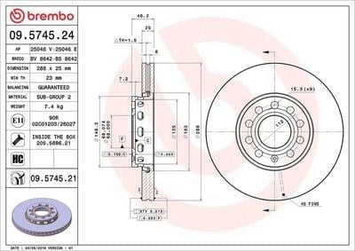 BREMBO 09 5745 24 Fren Diski 8E0615301Q uygun fiyat hızlı kargo