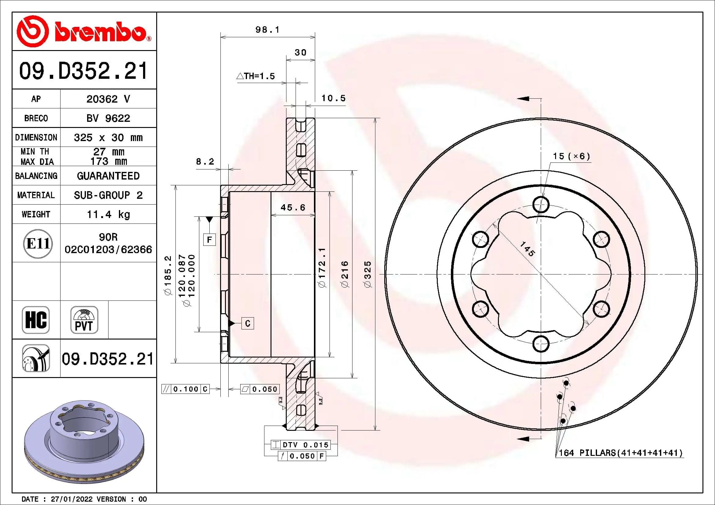 BREMBO 09 D352 21 Fren Diski 2N0615601B uygun fiyat hızlı kargo