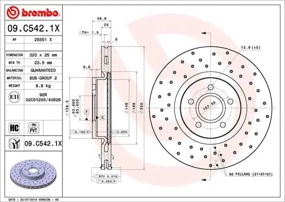 BREMBO 09C5421X Fren Diski 1677434 uygun fiyat hızlı kargo