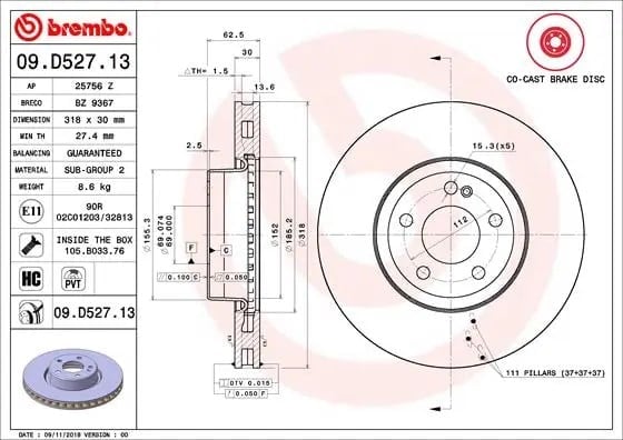 BREMBO 09 D527 13 Fren Diski 0004212612 uygun fiyat hızlı kargo