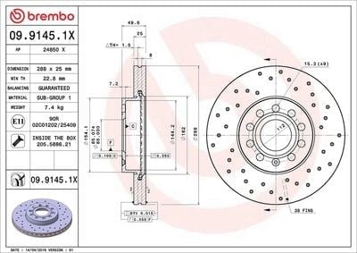 BREMBO 09 9145 1X Fren Diski 1K0615301T uygun fiyat hızlı kargo