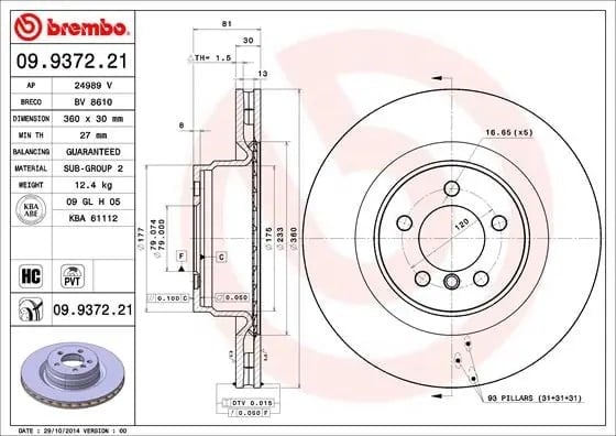 BREMBO 09937221 Fren Diski LR031843 uygun fiyat hızlı kargo